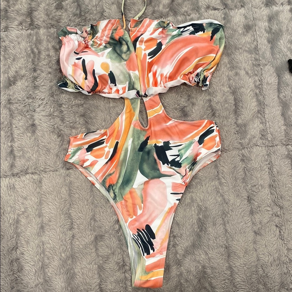 NEW Colorful Abstract Cutout Swimsuit